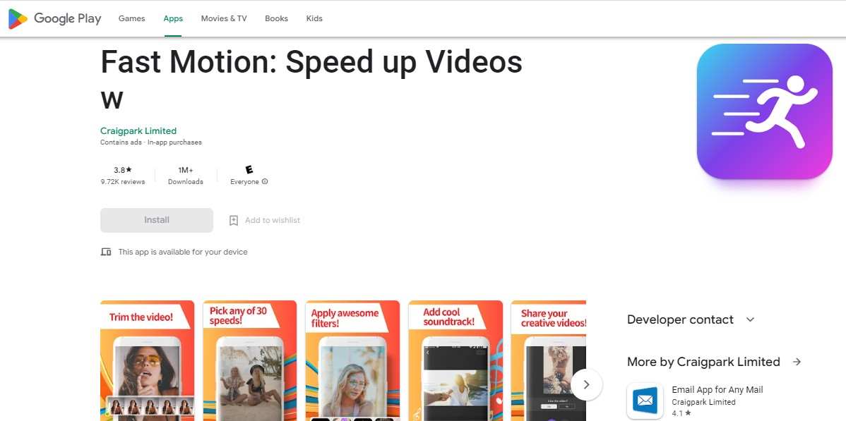 Aplikasi Mempercepat Video untuk Android - Fast Motion Speed up Videos w