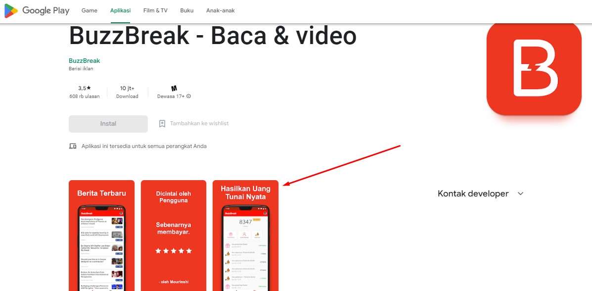 Aplikasi Penghasil Uang 2022 BuzzBreak Baca video