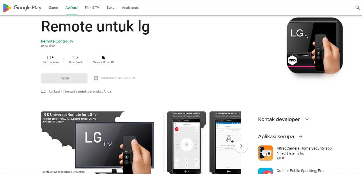 Aplikasi Remote TV Remote untuk lg