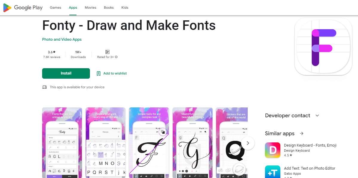 Aplikasi Tulisan Keren Fonty - Draw and Make Fonts