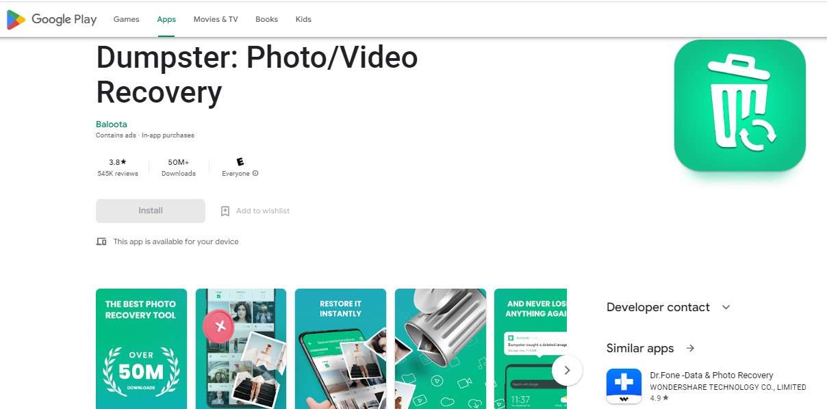 Aplikasi untuk Mengembalikan Foto yang Terhapus Dumpster Photo - Video Recovery