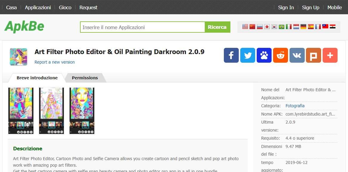 Art filter photo editor oil painting darkroom