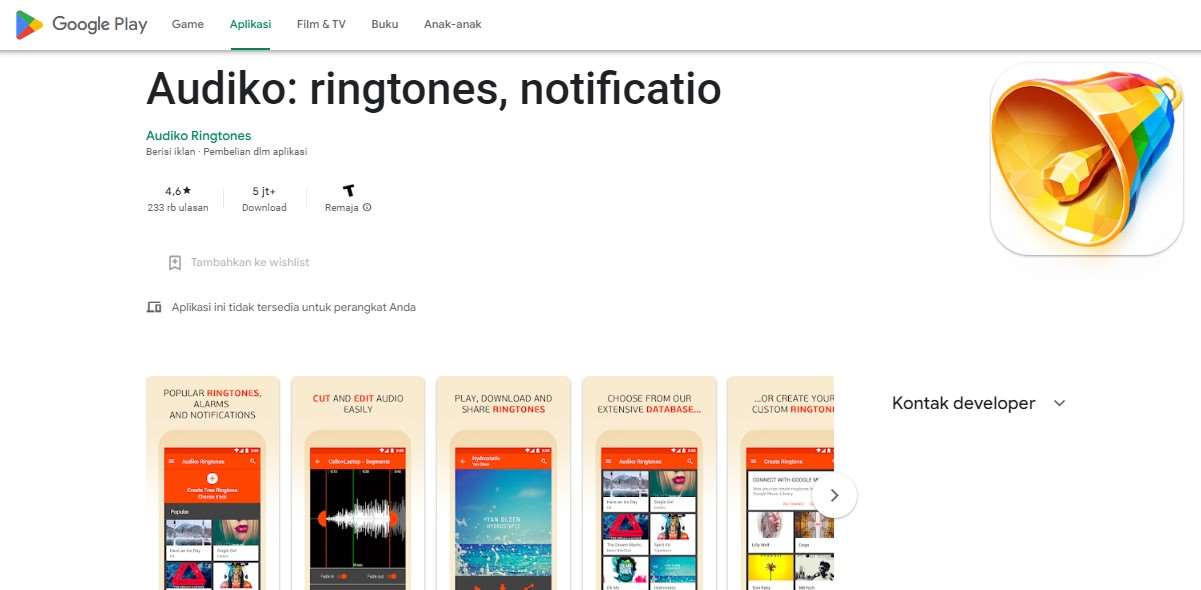 Audiko ringtones, notificatio