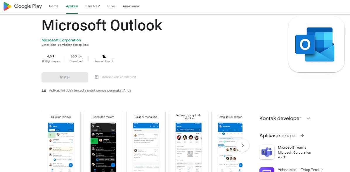 Buat Email Baru Lewat HP Microsoft Outlook
