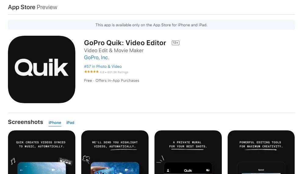 GoPro Quik iOS