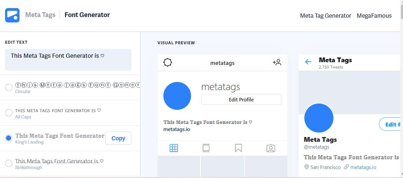 Meta Tags Font Generator