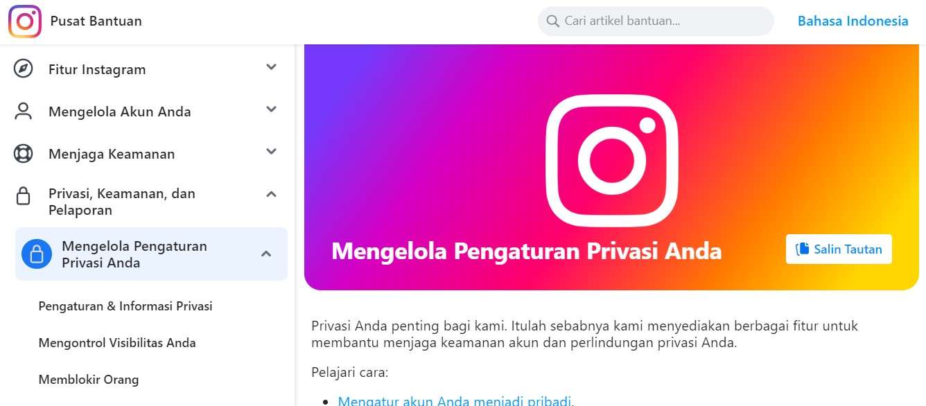 Pengaturan Privasi