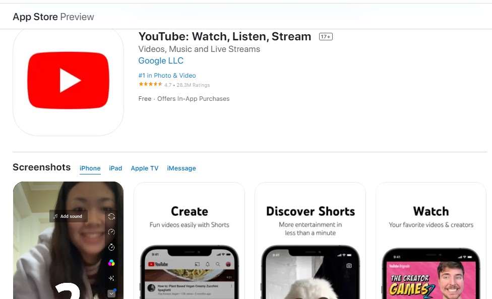 App Store Youtube