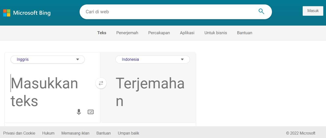 Translate Inggir ke Indonesia Bing Translator