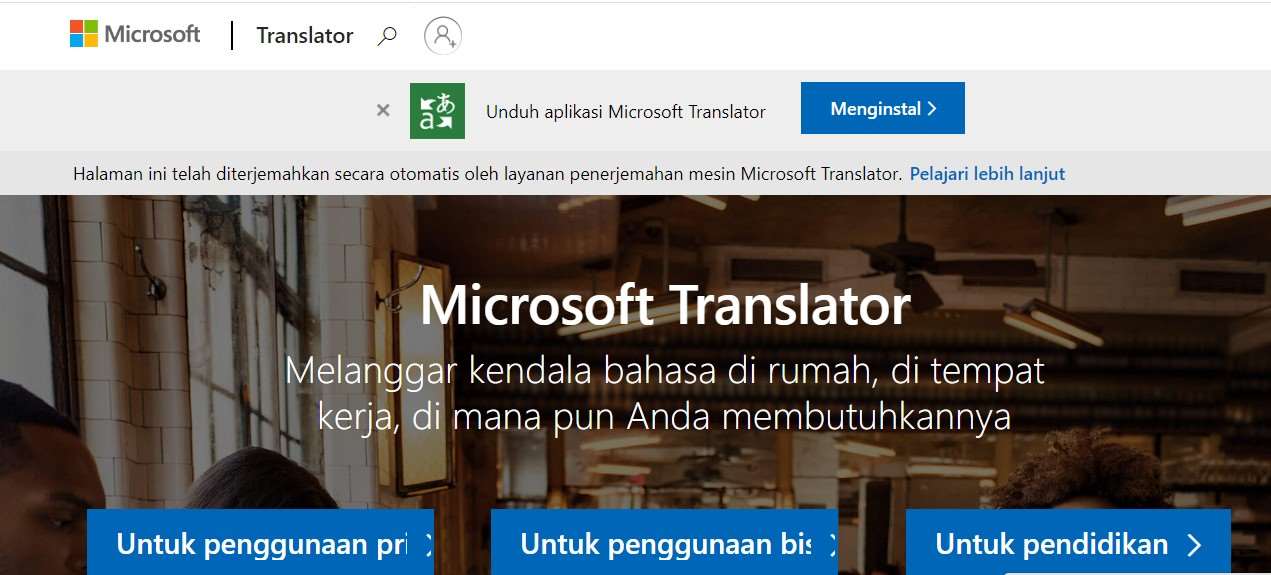 Translate Inggris to Indonesia Microsoft Translator
