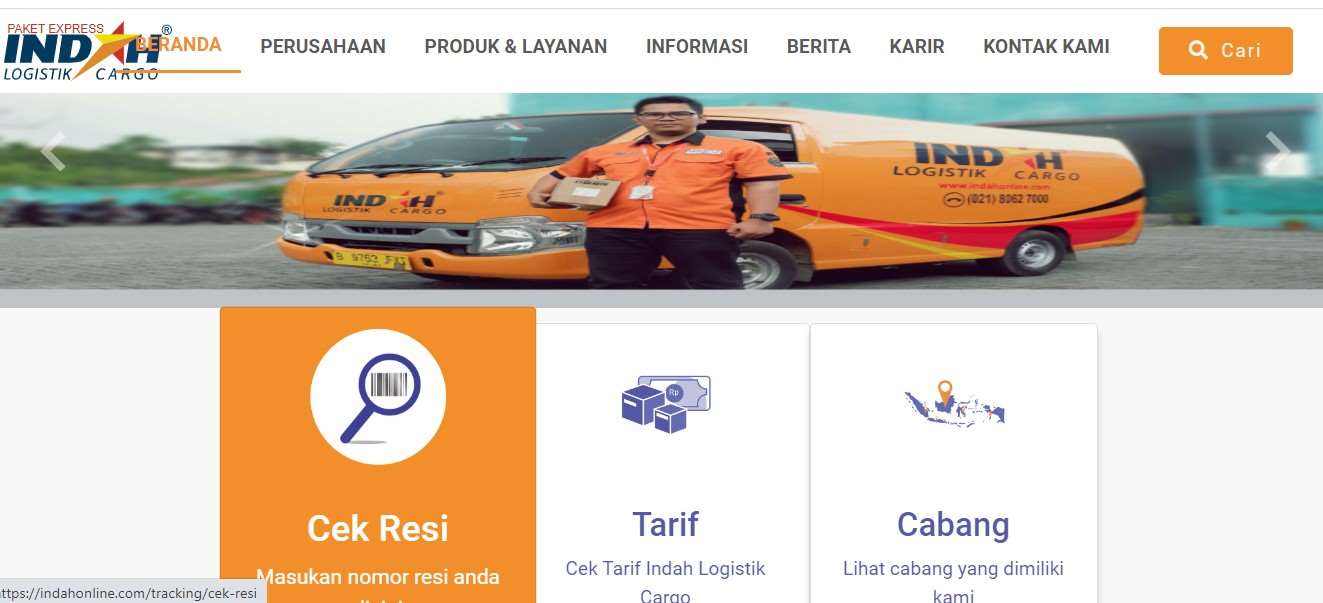 Cek Resi Indah Cargo Website