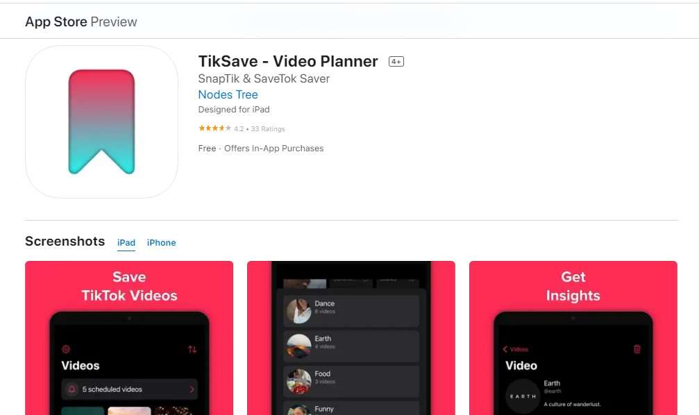 Tiktok No Watermark Downloader TikSave - Video Planner iOS