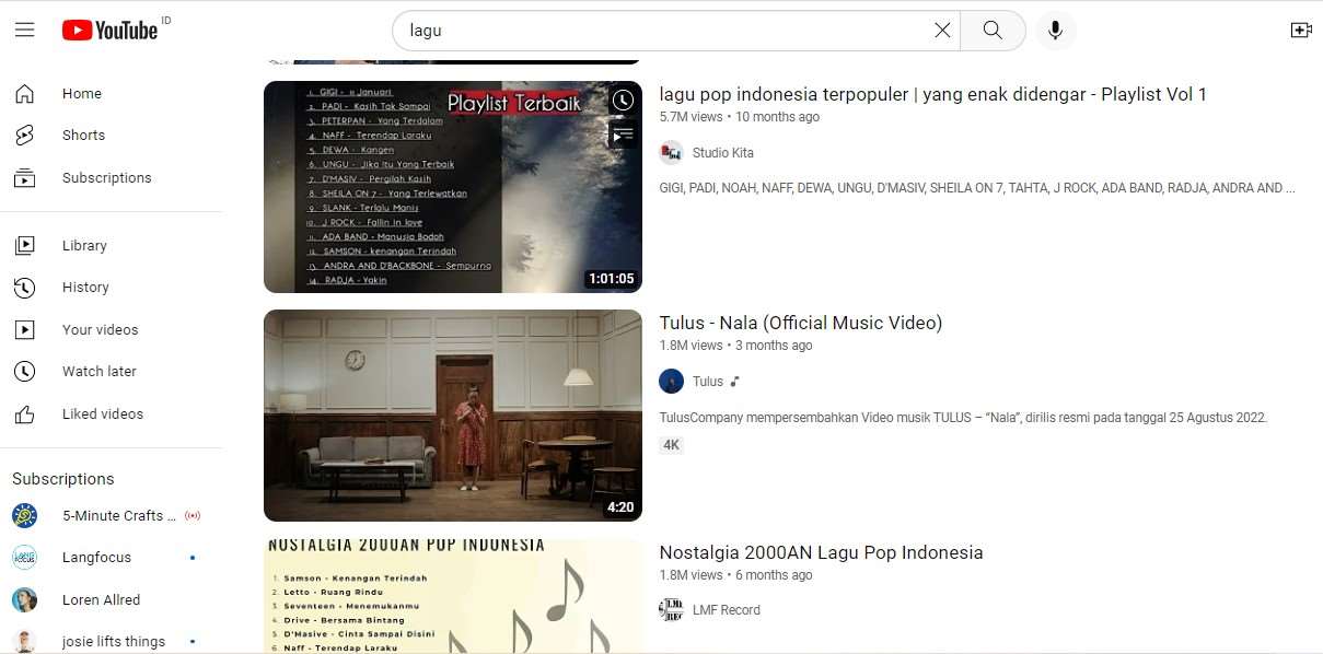 Youtube Lagu