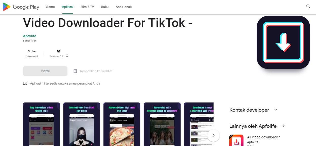 Download Video TikTok Tanpa Air Logo Video Downloader For TikTok