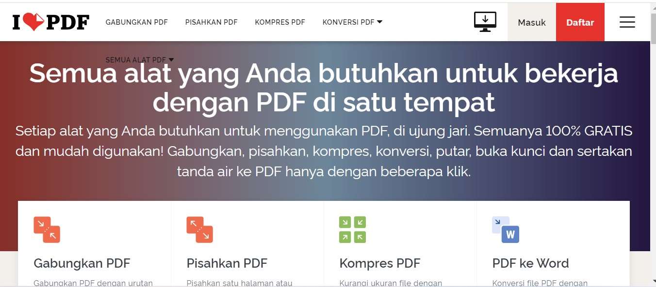 iLovePDF Gabung PDF Alat Gratis