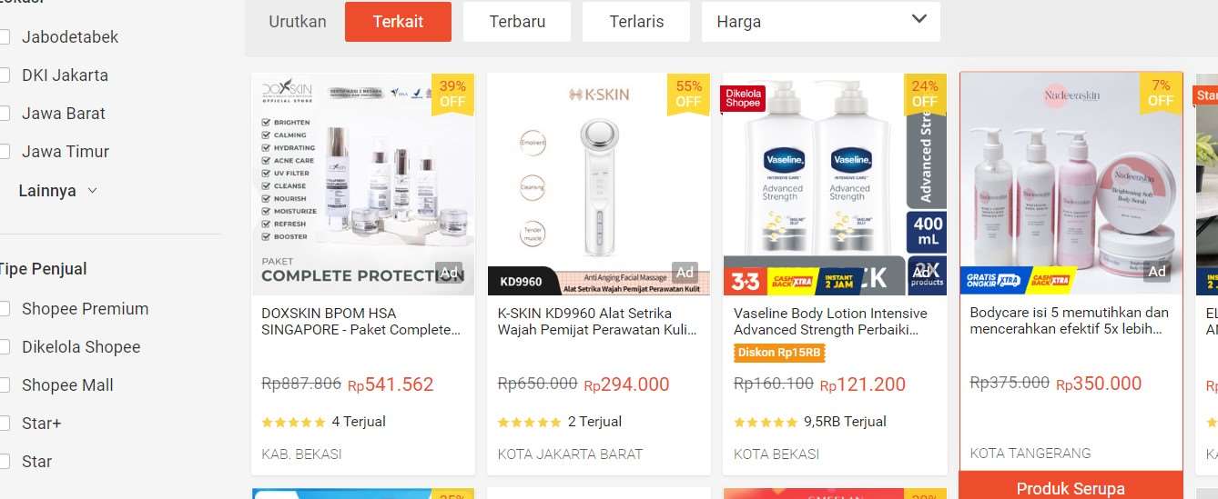 Biaya Admin Shopee Perawatan Kulit dan Tubuh