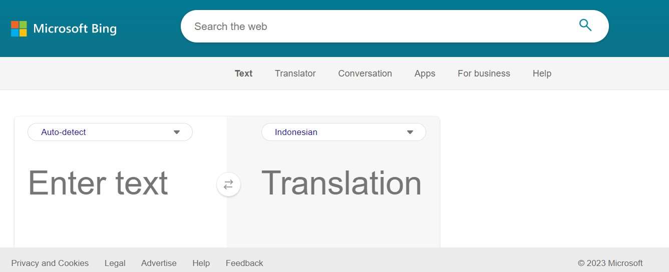Translate English-Indonesia Microsoft Bing