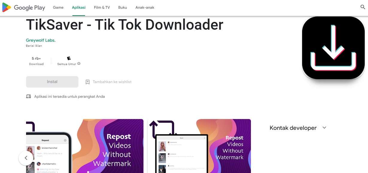 Download TT Tanpa Watermark TikSaver