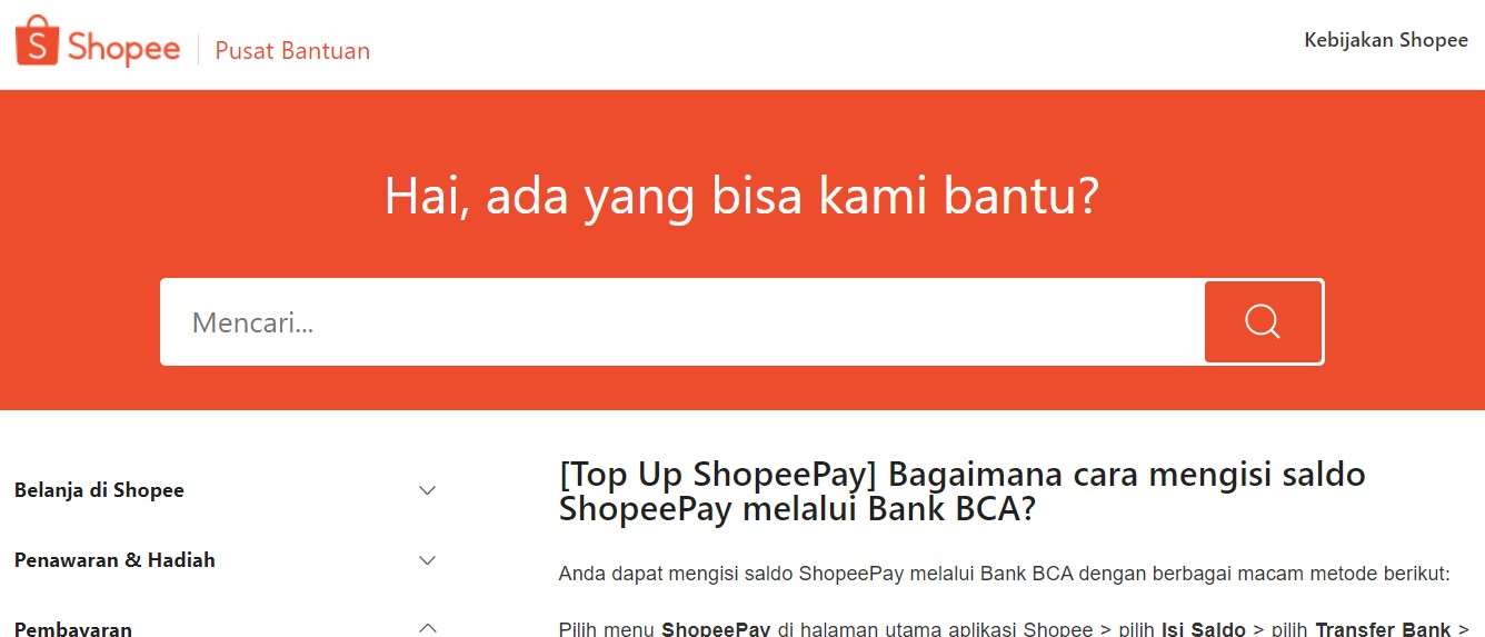 Kode Top Up Shopeepay Home