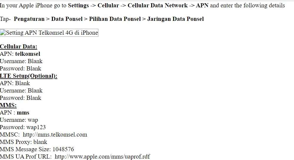 Setting APN Telkomsel
