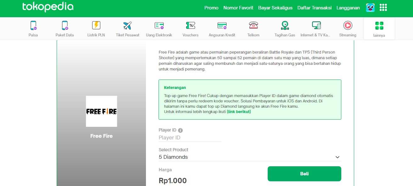 DANA iD Games FF Tokopedia FF